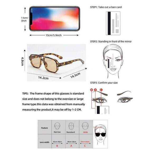1 Piece Men\'s Classic Square Double Bridge Minimalist Glasses (S main image 5